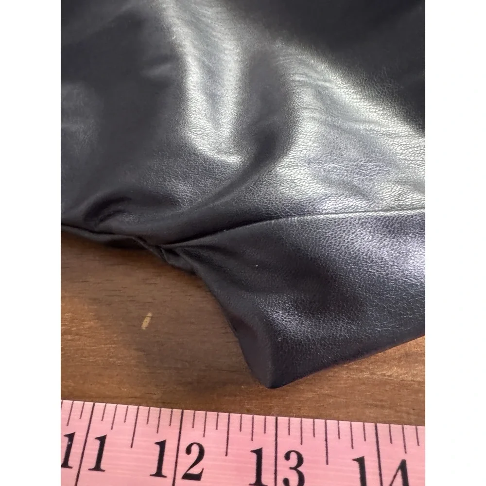 Women Faux Leather Pants Large High Rise Crop Flare Pull On Stretch Comfort Chic